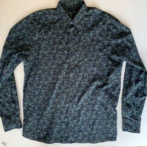 Ted Baker Mens Long Sleeve Dark Blue Green Shirt